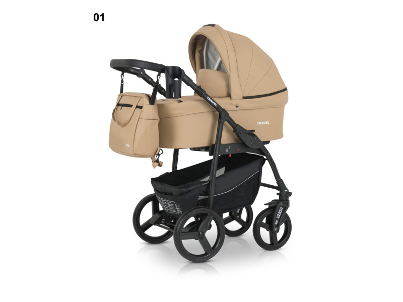 Verdi Travel col.01 (bēšs) eko āda Bērnu universālie rati 3in1